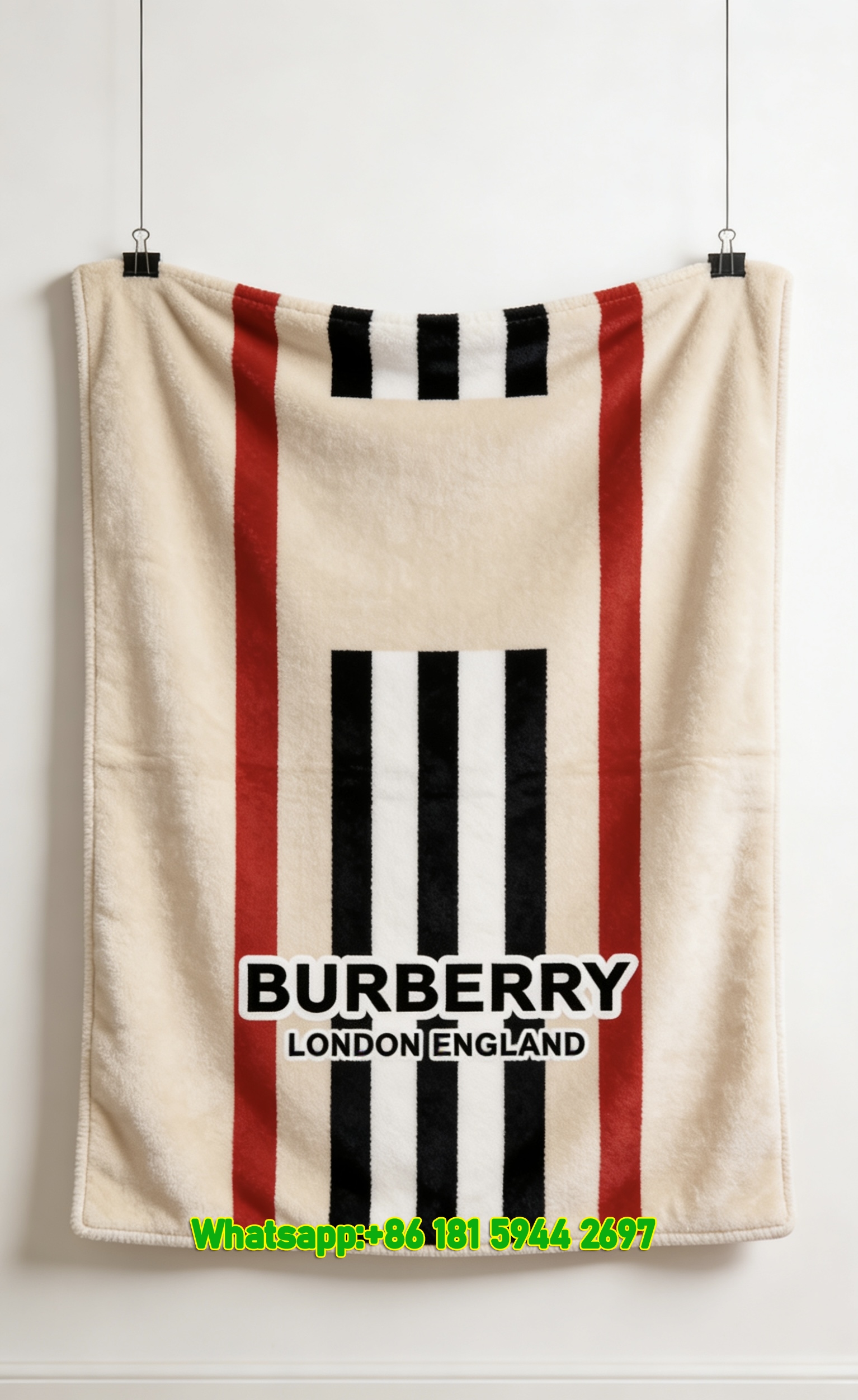 Burberry Icon Stripe Flannel Throw Blanket B165